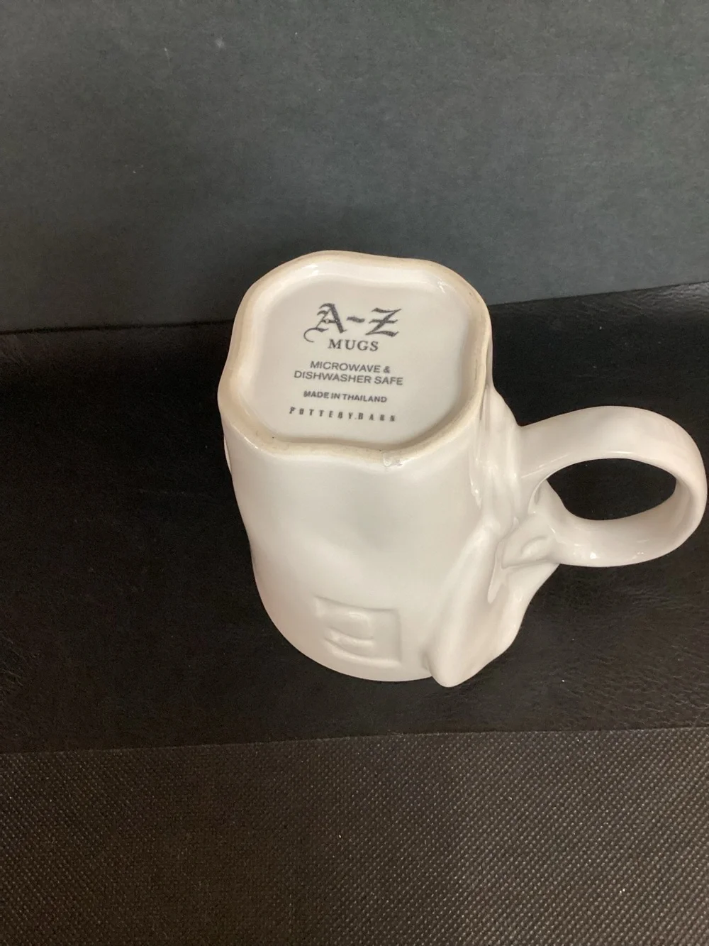 Pottery Barn A-Z White Elephant Letter E Initial Mug HTF